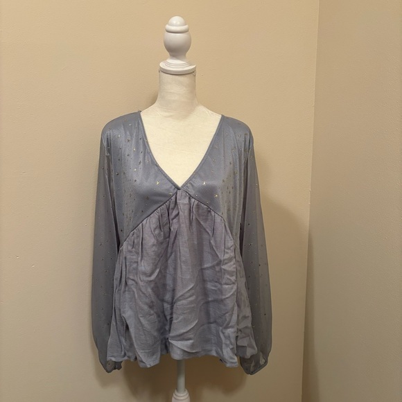 Umgee Celestial Star Light Blue Blouse - Picture 4 of 9